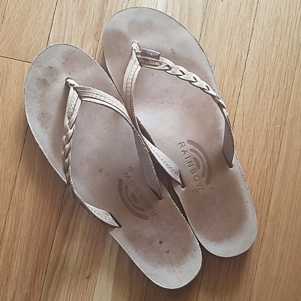 Rainbow flip flops